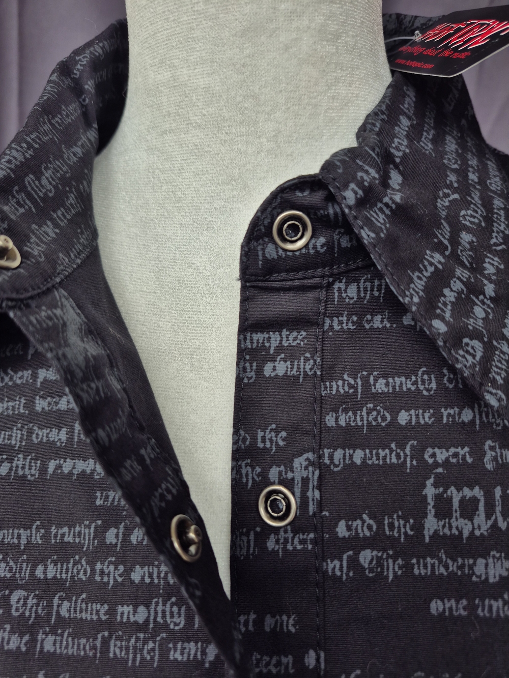 Vintage Lip Service "Morbid Curiosity" skull button-down, Lace Up corset top. - Picture 12 of 15